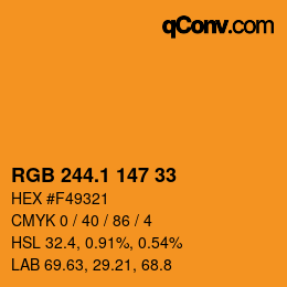 カラーコード: RGB 244.1 147 33 | qconv.com