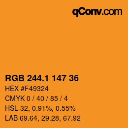 カラーコード: RGB 244.1 147 36 | qconv.com