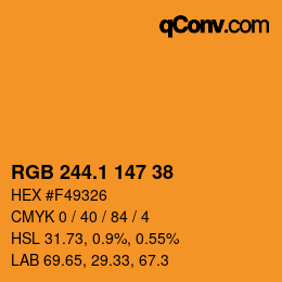 カラーコード: RGB 244.1 147 38 | qconv.com