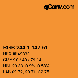 カラーコード: RGB 244.1 147 51 | qconv.com