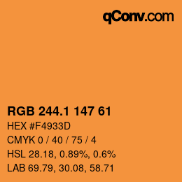 カラーコード: RGB 244.1 147 61 | qconv.com