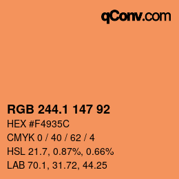 カラーコード: RGB 244.1 147 92 | qconv.com