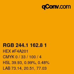カラーコード: RGB 244.1 162.8 1 | qconv.com