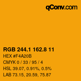 カラーコード: RGB 244.1 162.8 11 | qconv.com