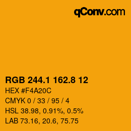 カラーコード: RGB 244.1 162.8 12 | qconv.com