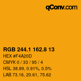 カラーコード: RGB 244.1 162.8 13 | qconv.com