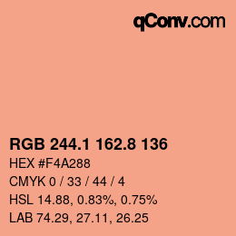 Farbcode: RGB 244.1 162.8 136 | qconv.com