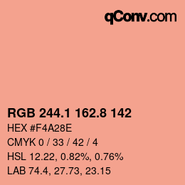 Code couleur: RGB 244.1 162.8 142 | qconv.com