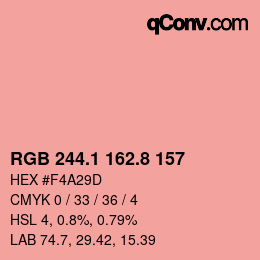 Color code: RGB 244.1 162.8 157 | qconv.com