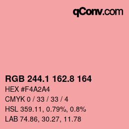 カラーコード: RGB 244.1 162.8 164 | qconv.com