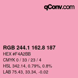カラーコード: RGB 244.1 162.8 187 | qconv.com