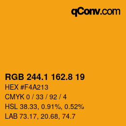 カラーコード: RGB 244.1 162.8 19 | qconv.com