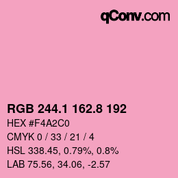 カラーコード: RGB 244.1 162.8 192 | qconv.com