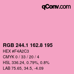 カラーコード: RGB 244.1 162.8 195 | qconv.com