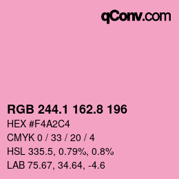 カラーコード: RGB 244.1 162.8 196 | qconv.com