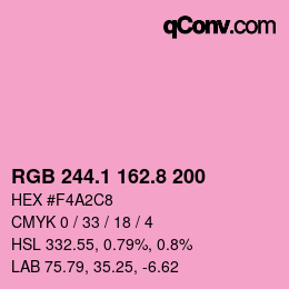 カラーコード: RGB 244.1 162.8 200 | qconv.com