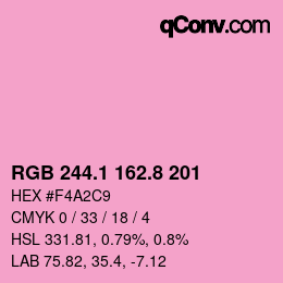 カラーコード: RGB 244.1 162.8 201 | qconv.com