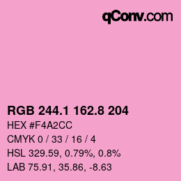 カラーコード: RGB 244.1 162.8 204 | qconv.com
