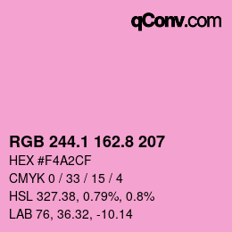 カラーコード: RGB 244.1 162.8 207 | qconv.com
