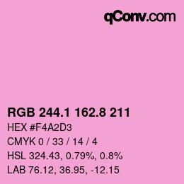 カラーコード: RGB 244.1 162.8 211 | qconv.com