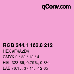 カラーコード: RGB 244.1 162.8 212 | qconv.com