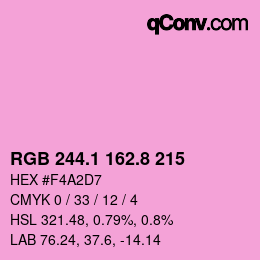 カラーコード: RGB 244.1 162.8 215 | qconv.com