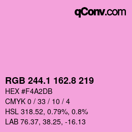 カラーコード: RGB 244.1 162.8 219 | qconv.com