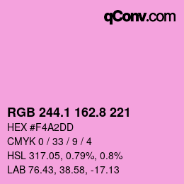 カラーコード: RGB 244.1 162.8 221 | qconv.com