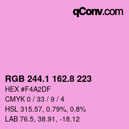 カラーコード: RGB 244.1 162.8 223 | qconv.com
