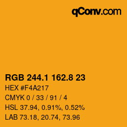 カラーコード: RGB 244.1 162.8 23 | qconv.com