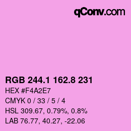 カラーコード: RGB 244.1 162.8 231 | qconv.com