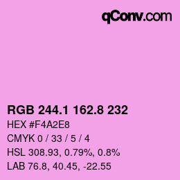 カラーコード: RGB 244.1 162.8 232 | qconv.com