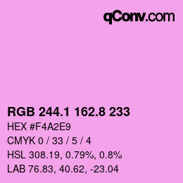 カラーコード: RGB 244.1 162.8 233 | qconv.com