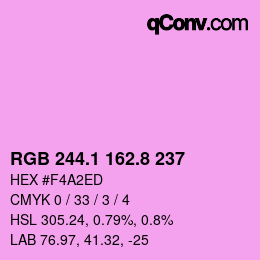 カラーコード: RGB 244.1 162.8 237 | qconv.com