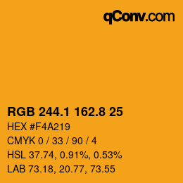 カラーコード: RGB 244.1 162.8 25 | qconv.com