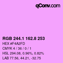 カラーコード: RGB 244.1 162.8 253 | qconv.com
