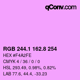 カラーコード: RGB 244.1 162.8 254 | qconv.com