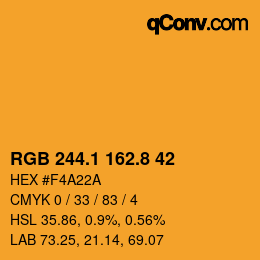 Farbcode: RGB 244.1 162.8 42 | qconv.com