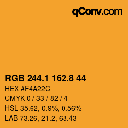 カラーコード: RGB 244.1 162.8 44 | qconv.com