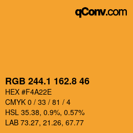 Farbcode: RGB 244.1 162.8 46 | qconv.com