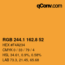 Farbcode: RGB 244.1 162.8 52 | qconv.com