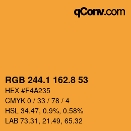 Color code: RGB 244.1 162.8 53 | qconv.com