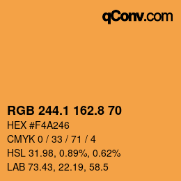 Farbcode: RGB 244.1 162.8 70 | qconv.com