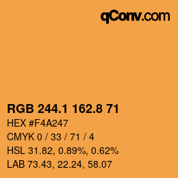 Color code: RGB 244.1 162.8 71 | qconv.com