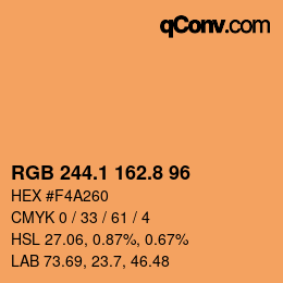 Color code: RGB 244.1 162.8 96 | qconv.com