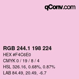 カラーコード: RGB 244.1 198 224 | qconv.com