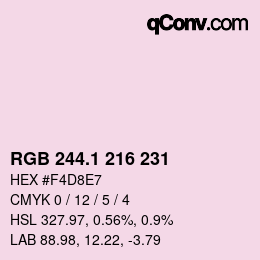 カラーコード: RGB 244.1 216 231 | qconv.com