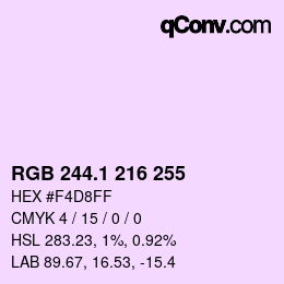 カラーコード: RGB 244.1 216 255 | qconv.com