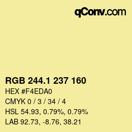 カラーコード: RGB 244.1 237 160 | qconv.com