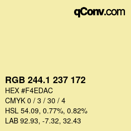 カラーコード: RGB 244.1 237 172 | qconv.com